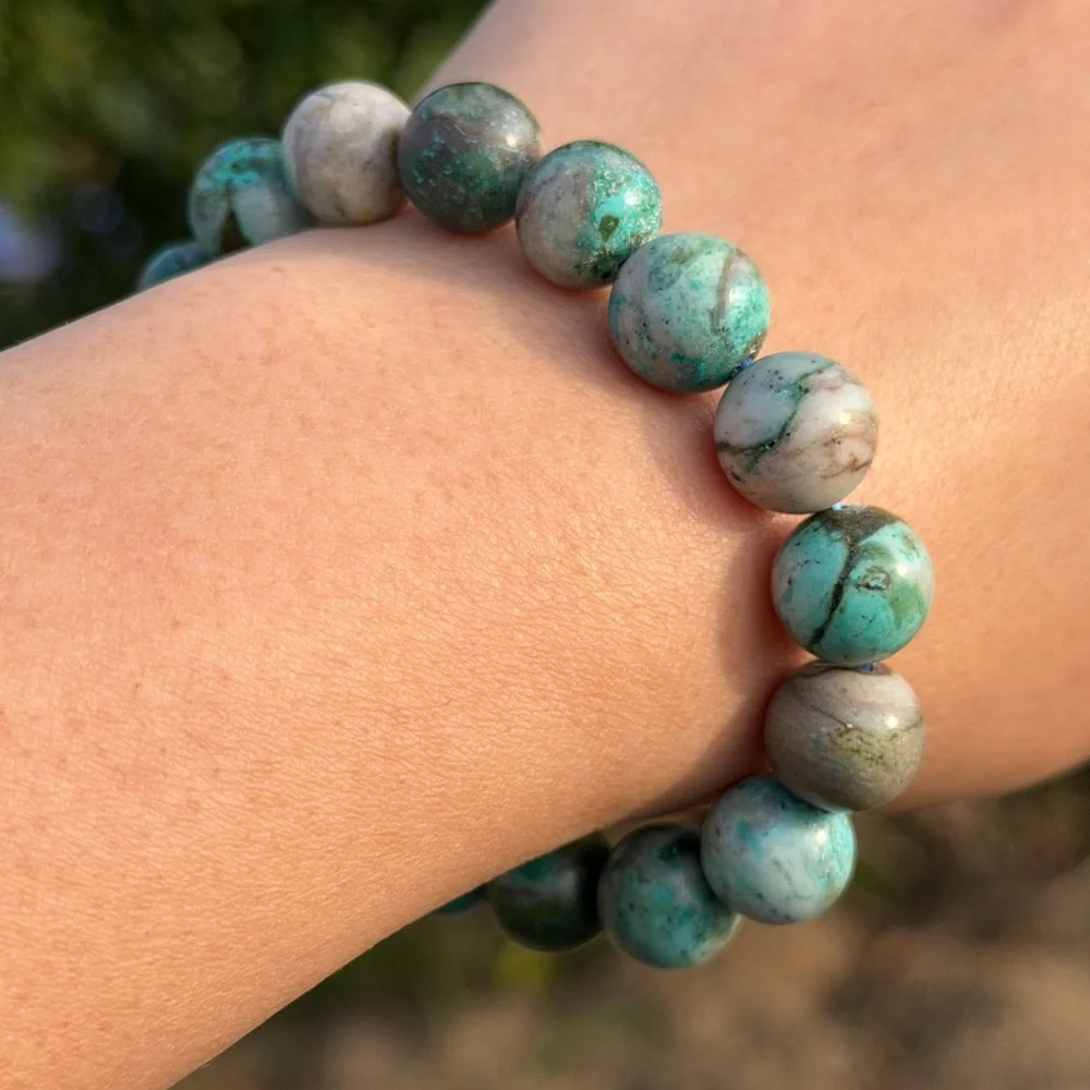 11mm stretchable chrysocolla‎ bracelet 1085